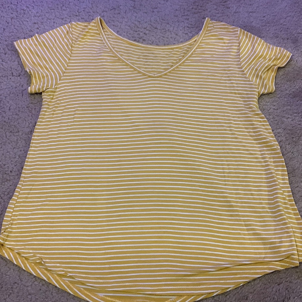 Rue21 yellow and white stripped t-shirt.